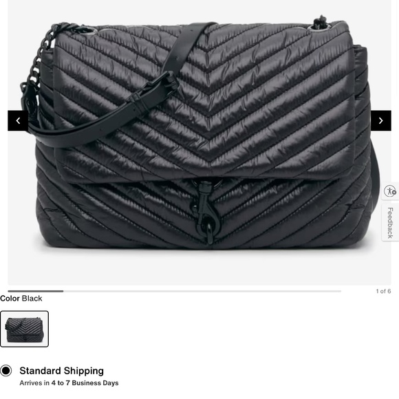 NWT - REBECCA MINKOFF - BLACK ON BLACK EDIE NYLON  PUFFY HANDBAG - Picture 2 of 8
